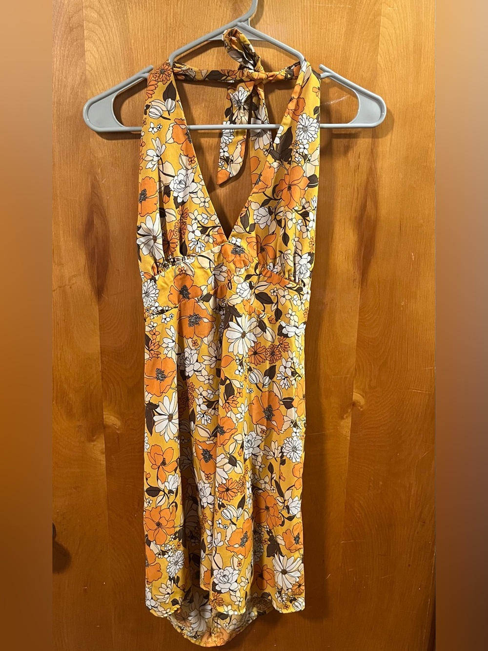 Evolutionary Yellow Floral Halter Dress
